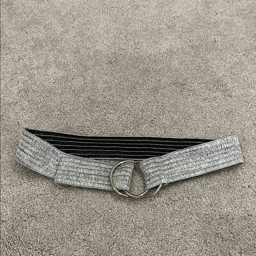 Metallic Silver Elastic Belt